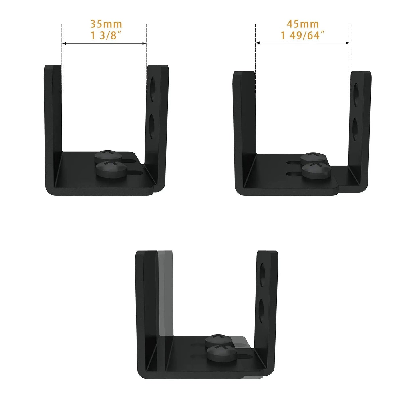 Matte Black Floor Guide For Wall Mount Sliding Barn Door Hardware Set Of 2, Fits Non Grooved Doors From 1.375 To 1.75 Inches Thick