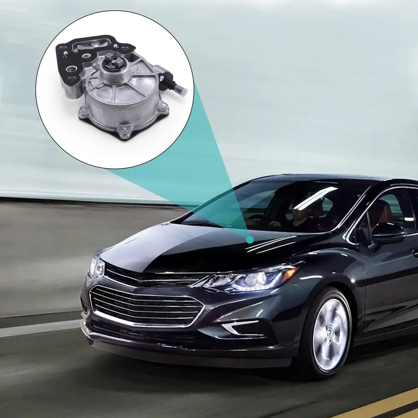 Brake Vacuum Pump OE Replacement For GM Vehicles 1.4L And 1.5L Engines 2016 To 2019 Chevy Cruze shown in installation location