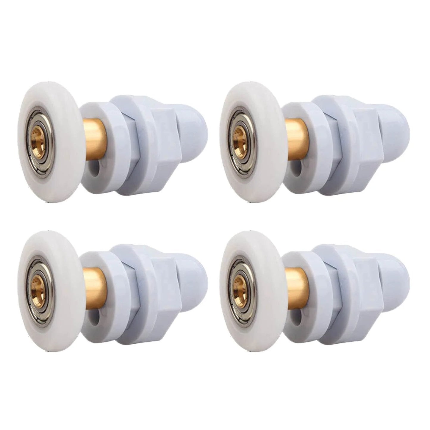 4PCS 25mm shower door rollers replacement with copper rod pulley, nylon runners, and stainless steel hardware
