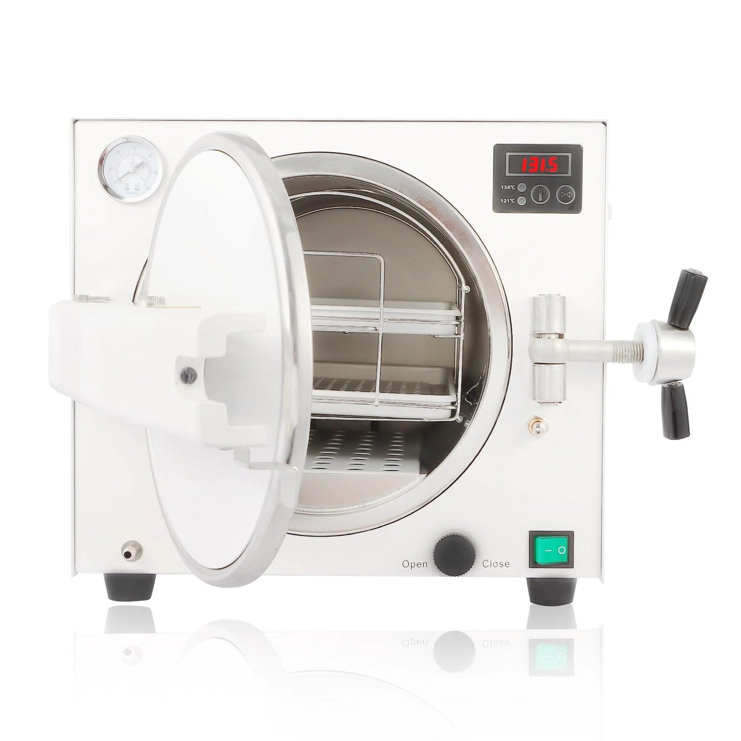 18L Lab Autoclave Sterilizer With 1100W Power And LED Display High Temp Steam Sterilizer For Tools 110V Real Time Pressure And Temp Monitoring Pro Grade Dual Temperature Modes External Gauge Overheat Protection Fast Reliable Sterilization