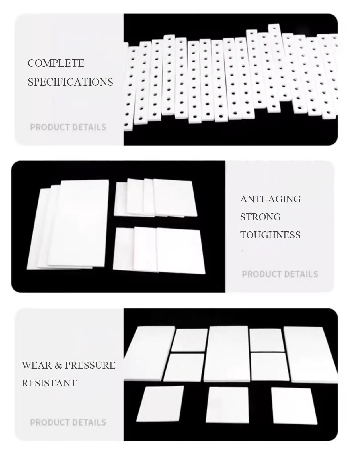 White PTFE Plastic Sheet 200mm by 200mm 5mm Thick Nonstick High Performance Board for Industrial and DIY Projects in various sizes.