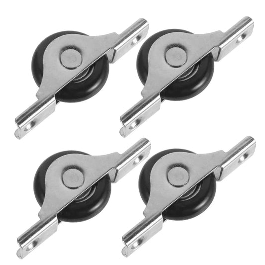 4 Pieces Sliding Door Wheel Pulley Track Roller Set For Wardrobe And Cabinet Doors Heavy Duty Steel And Nylon Hardware