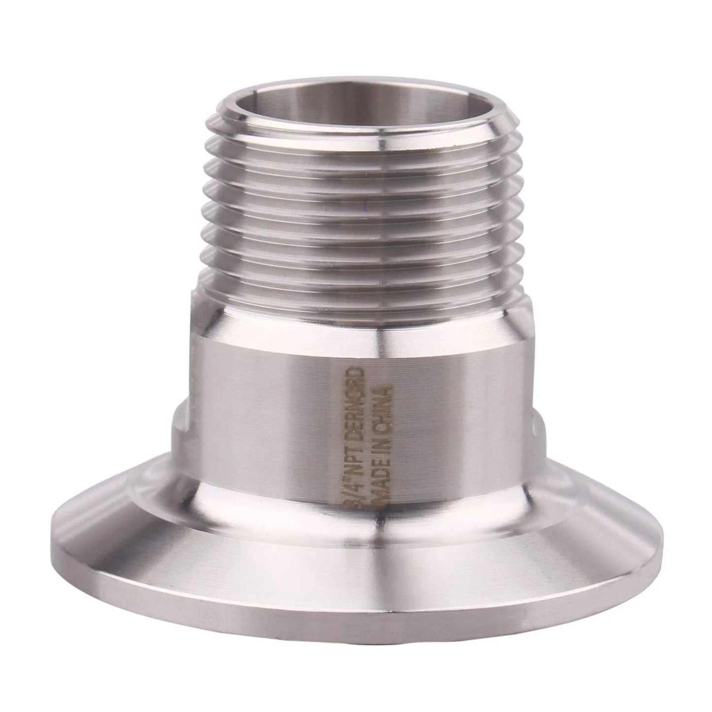 Sanitary Tri Clamp to Three Quarter Inch Male Tri Clover Connector for Stainless Steel 304 Dairy Food Beverage Equipment By DERNORD Corrosion Resistant and High Temperature Tolerant.