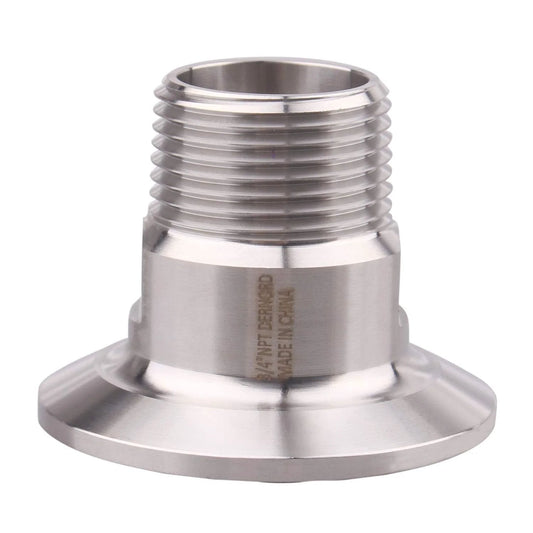 Sanitary Tri Clamp to Three Quarter Inch Male Tri Clover Connector for Stainless Steel 304 Dairy Food Beverage Equipment By DERNORD Corrosion Resistant and High Temperature Tolerant.