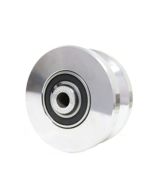 Heavy Duty 6 Inch V Groove Caster Wheel For Sliding Gates With Solid Alloy Steel Body And 6205RS Double Sealed Bearings shown side view