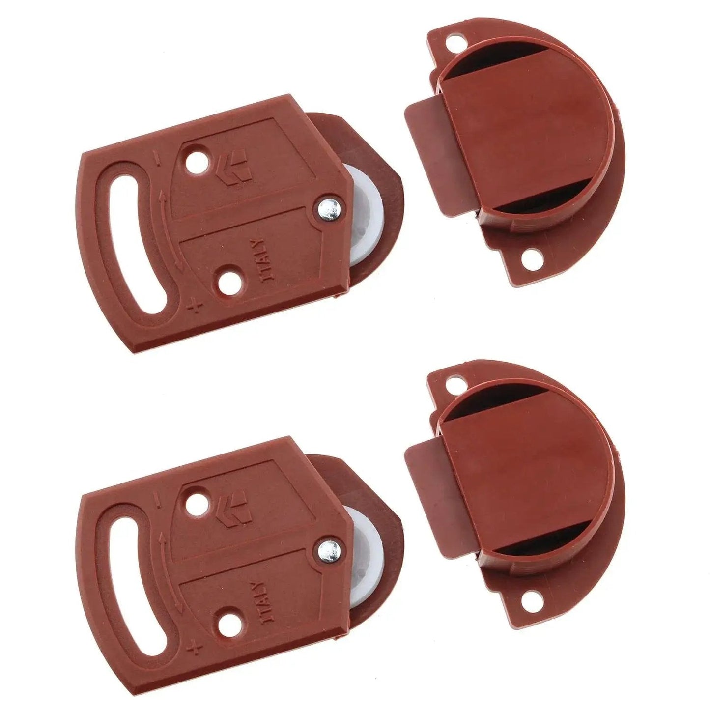 Two Pairs Classic Wardrobe Sliding Door Roller Gear Track Panel Internal Kit With Nylon Silent Pulleys, brown plastic parts