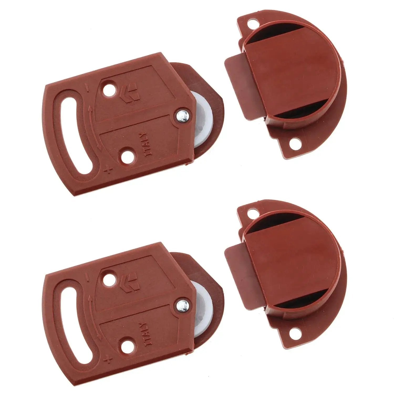 Two Pairs Classic Wardrobe Sliding Door Roller Gear Track Panel Internal Kit With Nylon Silent Pulleys, brown plastic parts