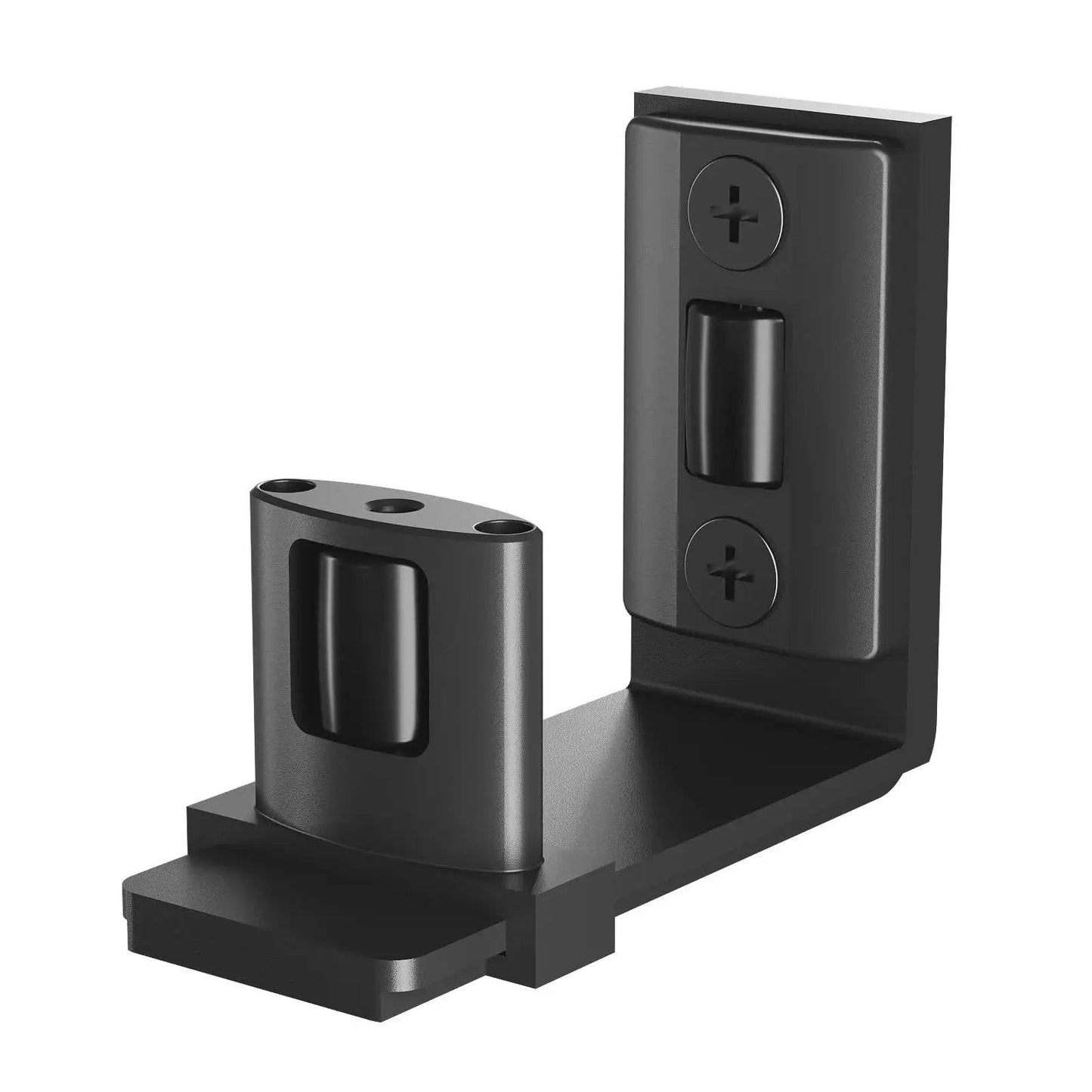 Sliding Barn Door Floor Guide With Adjustable Roller, U-Shape Flexible Flush Design, Wall Mounted Black, Dual-Sided Pulleys