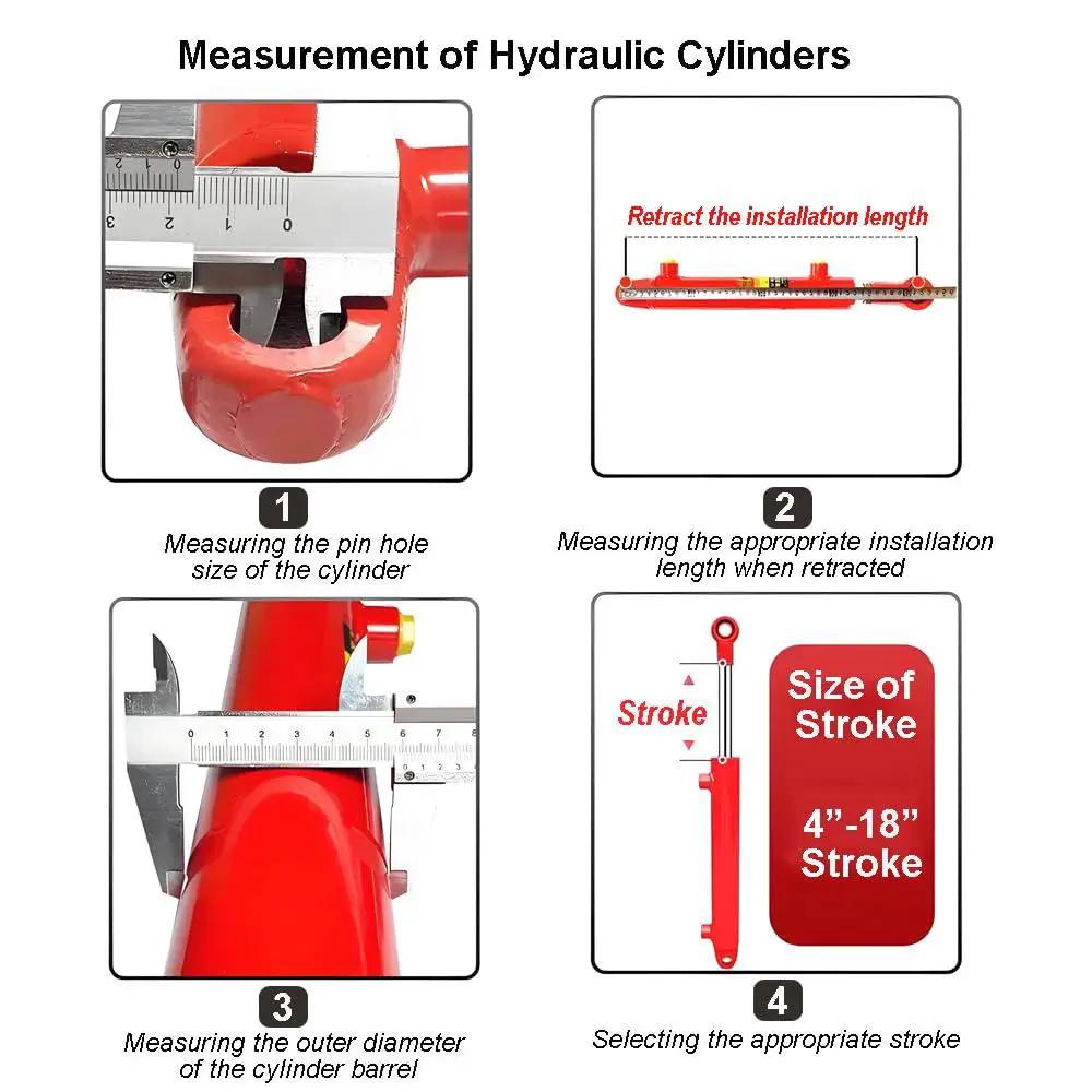 Measurement instructions for Double Acting Welded Hydraulic Cylinder 1.5 Bore 8 Stroke 2 Ton JIC Connectors