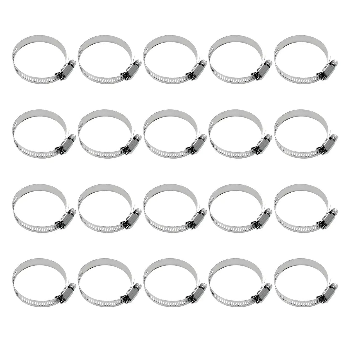 20 Piece Stainless Steel Hose Clamp Set From One And A Half Inch To Two And A Half Inch Worm Gear Clamps For Plumbing Automotive Fuel Lines
