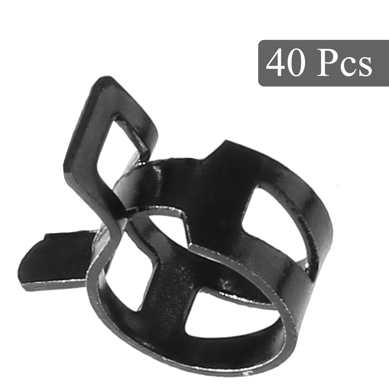 Close-up of 40 Pack Spring Band Hose Clamps Kit One Quarter Inch ID 6mm Band Clamp Black For Fuel Line Water Pipe Air Tube Silicone Hose