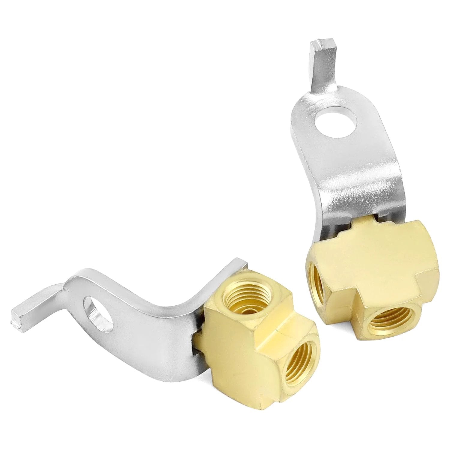 Beefy Durable Brass 3-Way Brake Line Tee Connector For 3/16 Inch Tube With Inverted Flare Fittings 3/8-24 Threads 4 Pack