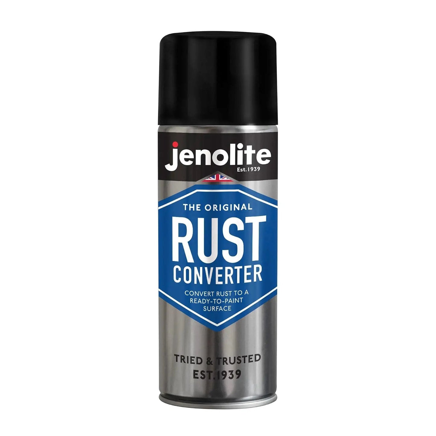 Fast Acting Rust Converter Spray For Metal 400 Ml Epoxy Rust Converter Primer And Inhibitor In One Converts Rust To A No Fuss Paint Ready Surface In About 15 Minutes Jenolite Made In Britain front view