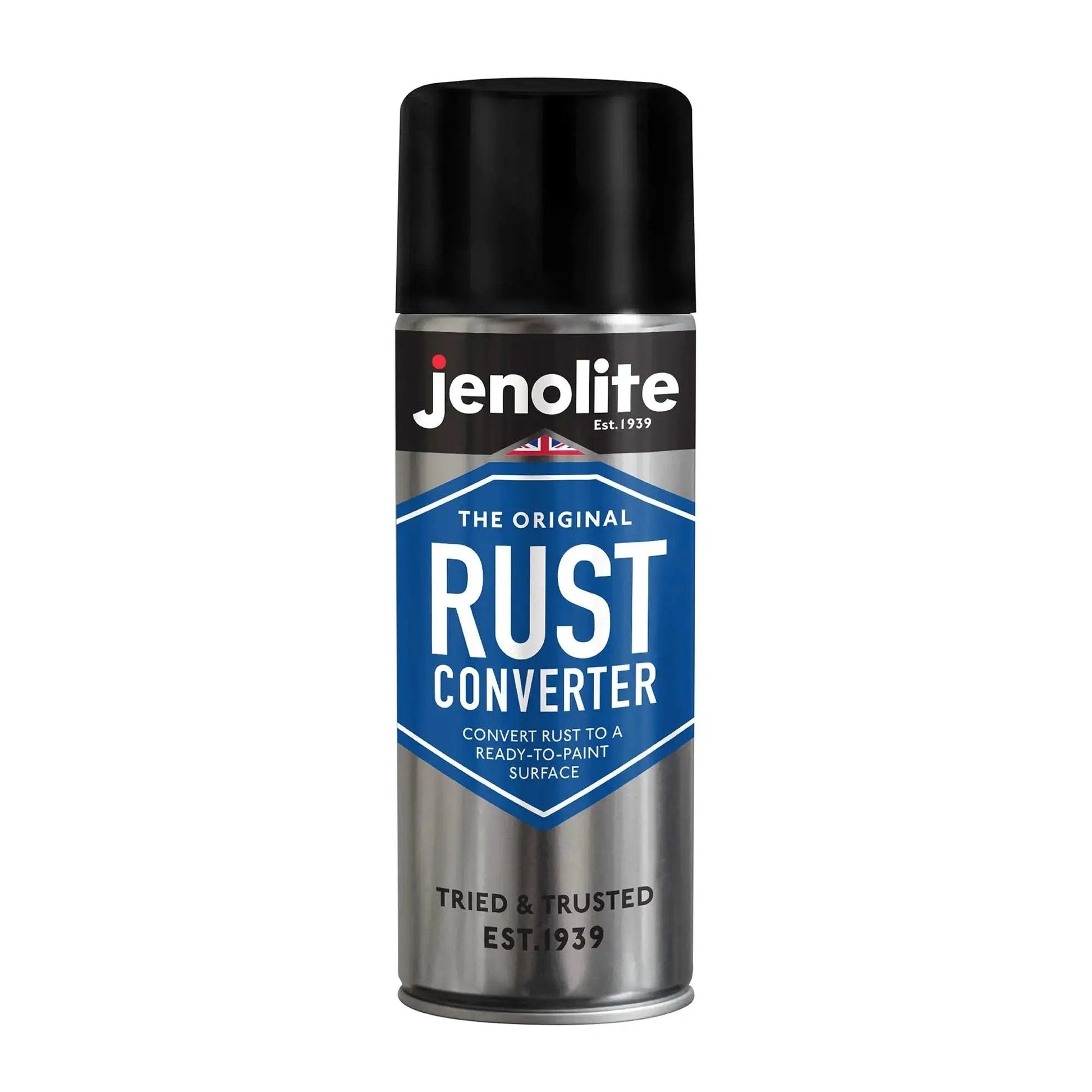 Fast Acting Rust Converter Spray For Metal 400 Ml Epoxy Rust Converter Primer And Inhibitor In One Converts Rust To A No Fuss Paint Ready Surface In About 15 Minutes Jenolite Made In Britain front view
