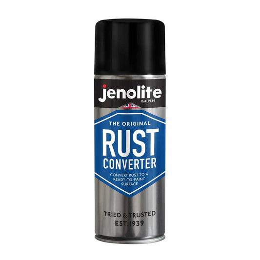 Fast Acting Rust Converter Spray For Metal 400 Ml Epoxy Rust Converter Primer And Inhibitor In One Converts Rust To A No Fuss Paint Ready Surface In About 15 Minutes Jenolite Made In Britain front view