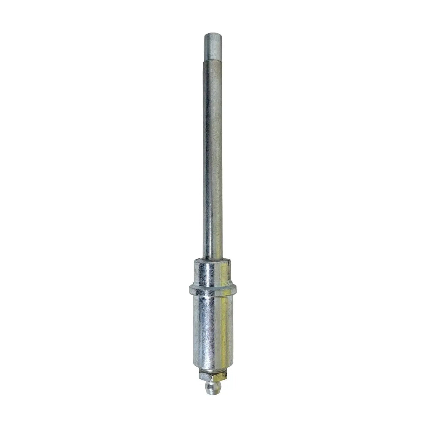 Recessed Fitting Adapter With Six Inch Reach For Deeply Recessed Grease Fittings, Cup Shaped End For Clean Seating, Quick Connect Locking Fit With Any Grease Coupler, Heavy Duty Pro Grade Tool By LockNLube shown vertically.