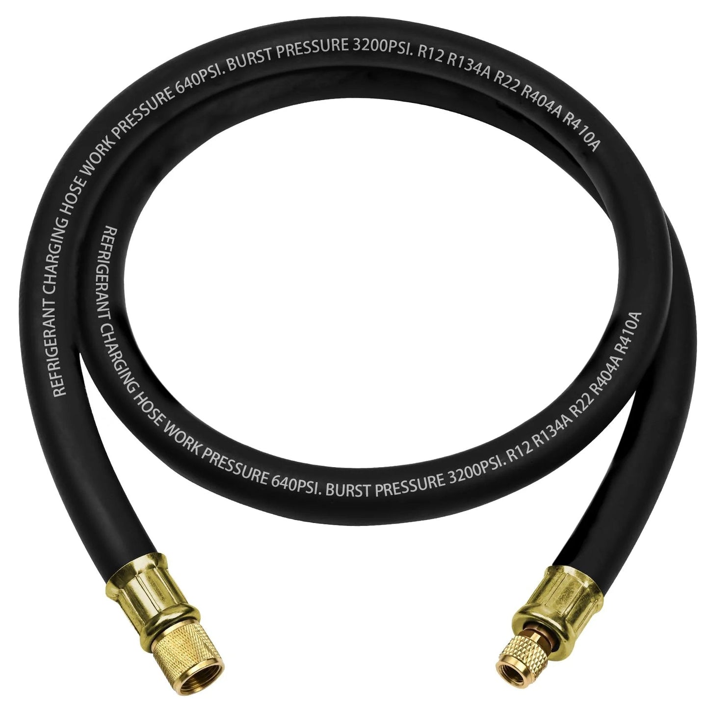 Upgrade Half Inch HVAC Vacuum Hose With High Flow Vacuum Certified Refrigerant Hose And Half Inch To Quarter Inch Flare Fittings 20 Microns Vacuum Faster Evacuation And Recovery Six Feet Black Pro Grade Three Year Warranty Compatible With R410A And R134A