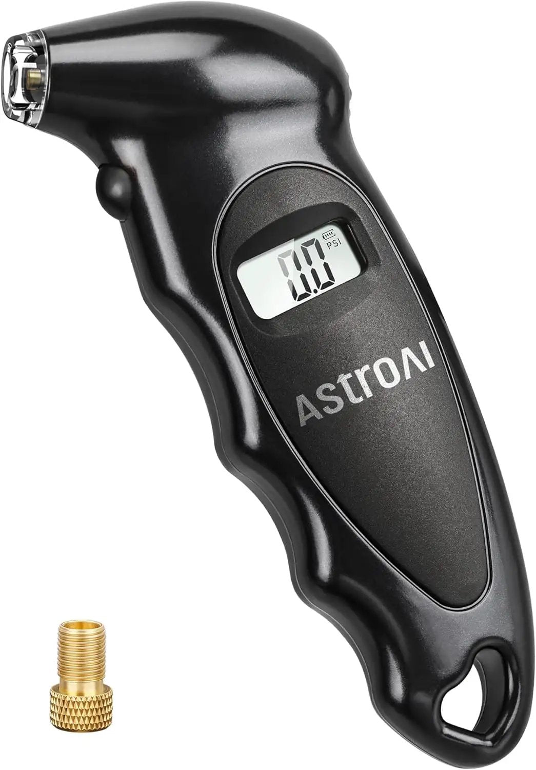 Digital Tire Pressure Gauge With Backlit LCD, Non Slip Grip, And Replaceable AAA Batteries For Cars Trucks And Bikes, 0-150 PSI side view
