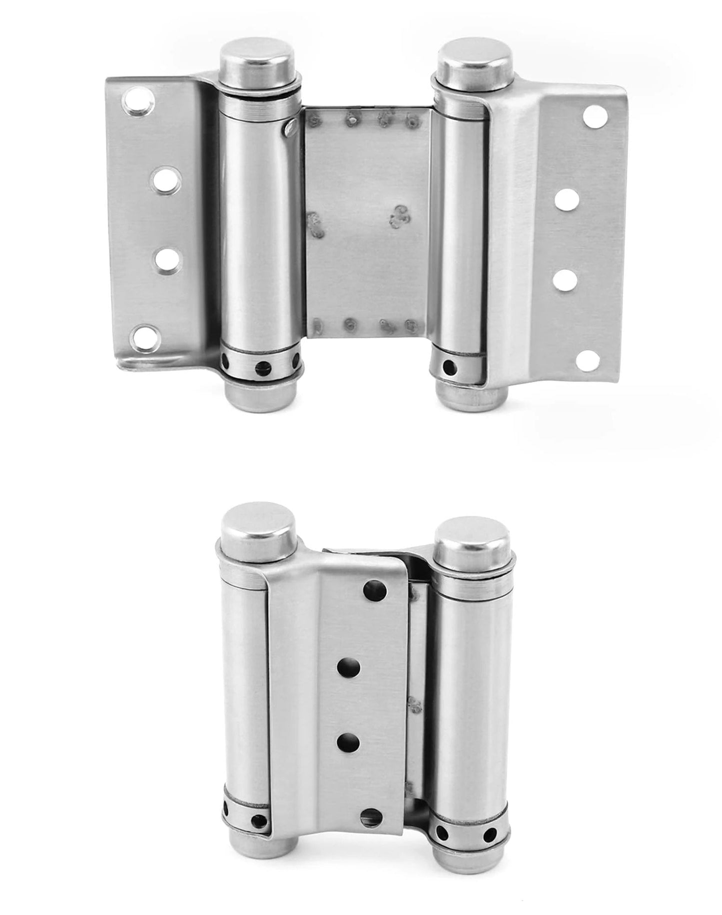 Rugged Heavy Duty Double Acting Door Hinges For Cafe Saloon Doors Self Closing 3 Inch Stainless Steel 201 Brushed Finish 4 Pack