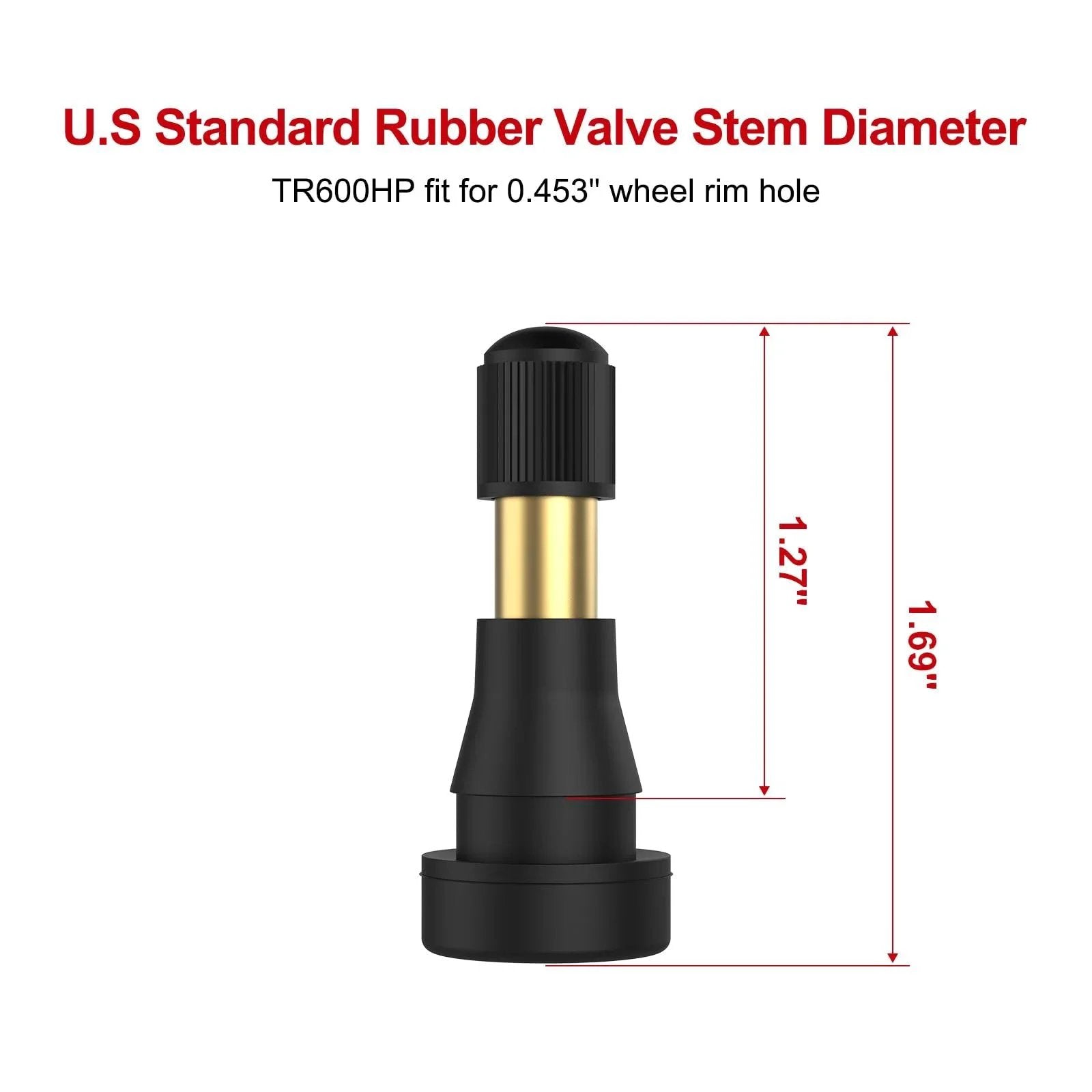 High Pressure Brass Stem Snap In Tire Valves For 0.453 Inch Rim Holes 11.5mm EPDM Rubber Core 5 Pack Fits Most Pickups And Heavy Duty Vehicles Durable Seal And Easy Install SUNSOUL TR600HP