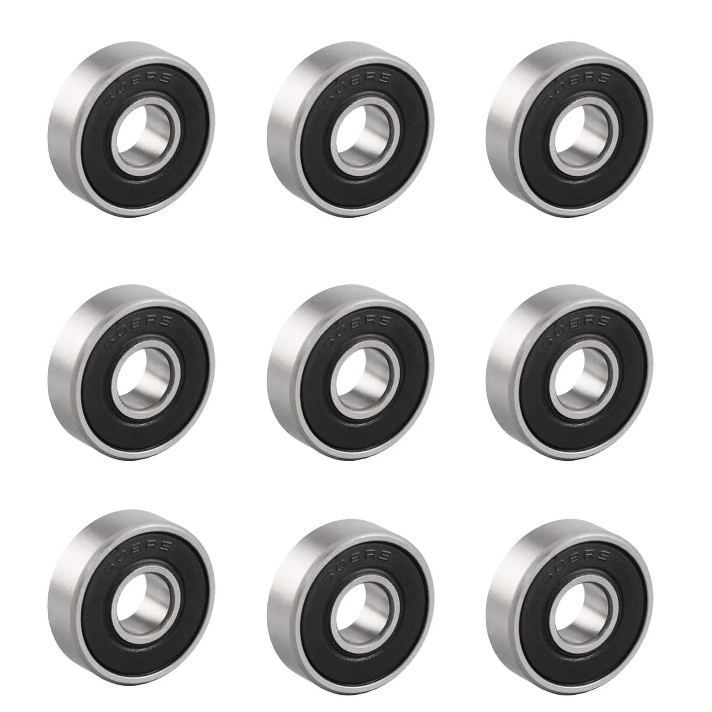 608 2RS Ball Bearings Set For Skateboards And Small Machinery, 10 Pack, Double Rubber Sealed Deep Groove Bearings 8x22x7mm, High Hardness Bearing Steel For Smooth Spins And Durable Performance