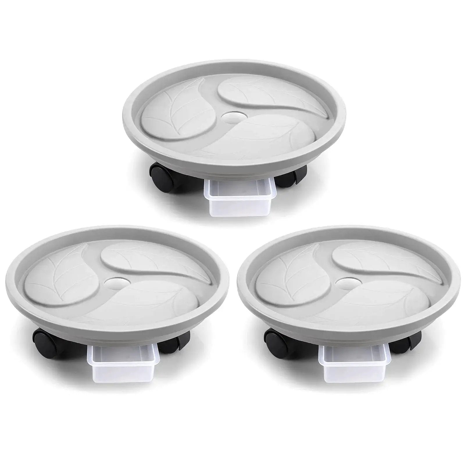 Rolling Plant Caddy With Drainage Tray Set Of 3 for heavy duty planters, 13-inch diameter, 360-degree caster wheels, supports 150 lbs