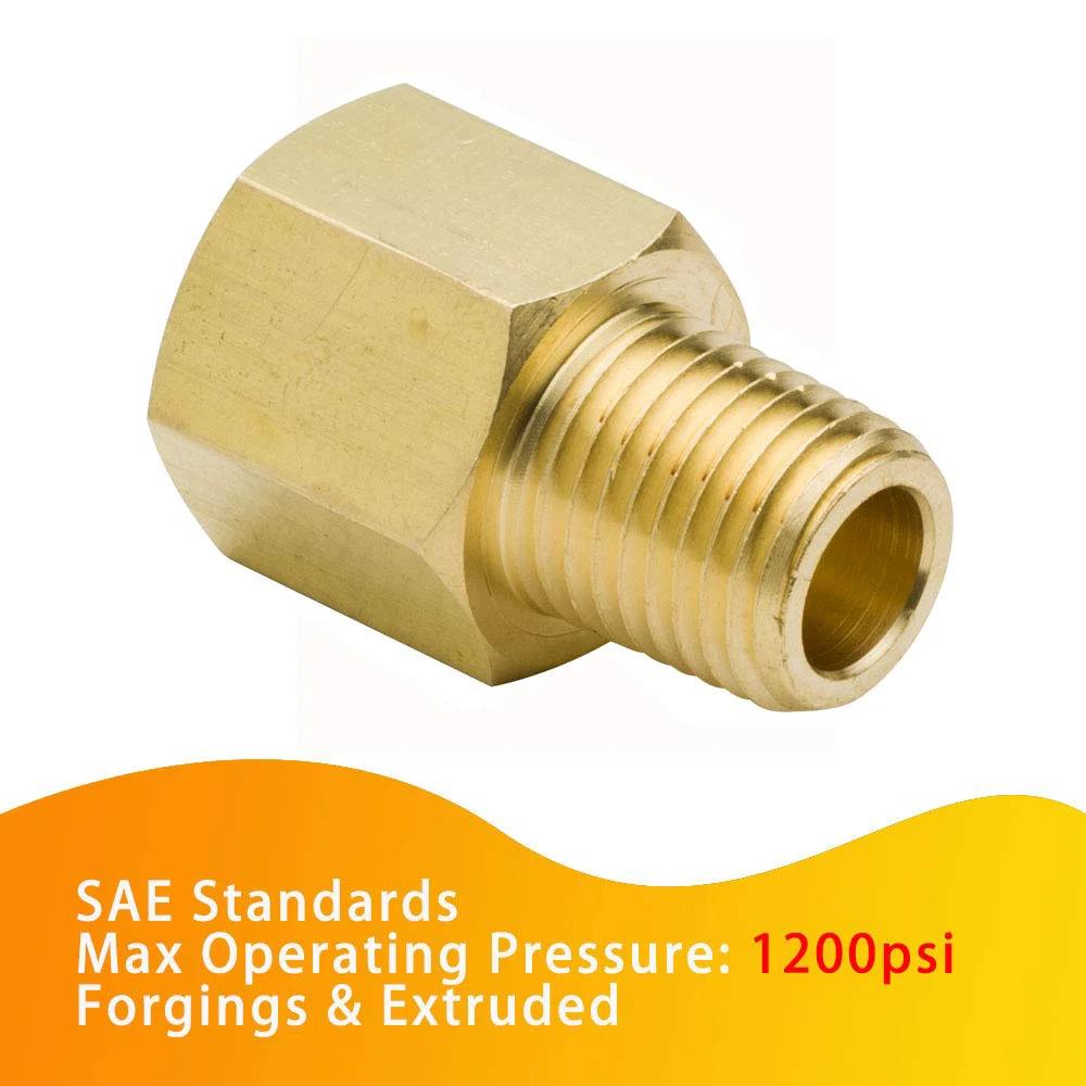 Beefy Brass Pipe Fitting Adapter For One Quarter Inch NPT Male To One Quarter Inch NPT Female High Pressure Up To 1200 PSI Pack Of 2 Durable CA360 CA377 Brass Legines