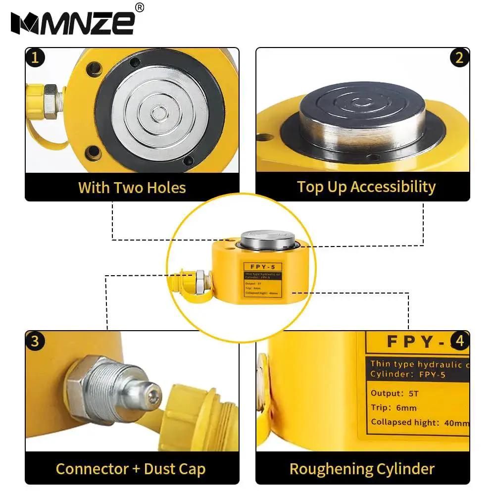 5 Ton Hydraulic Cylinder Jack 6mm Stroke Portable Porta Power Single Acting with connector, dust cap, and top up accessibility