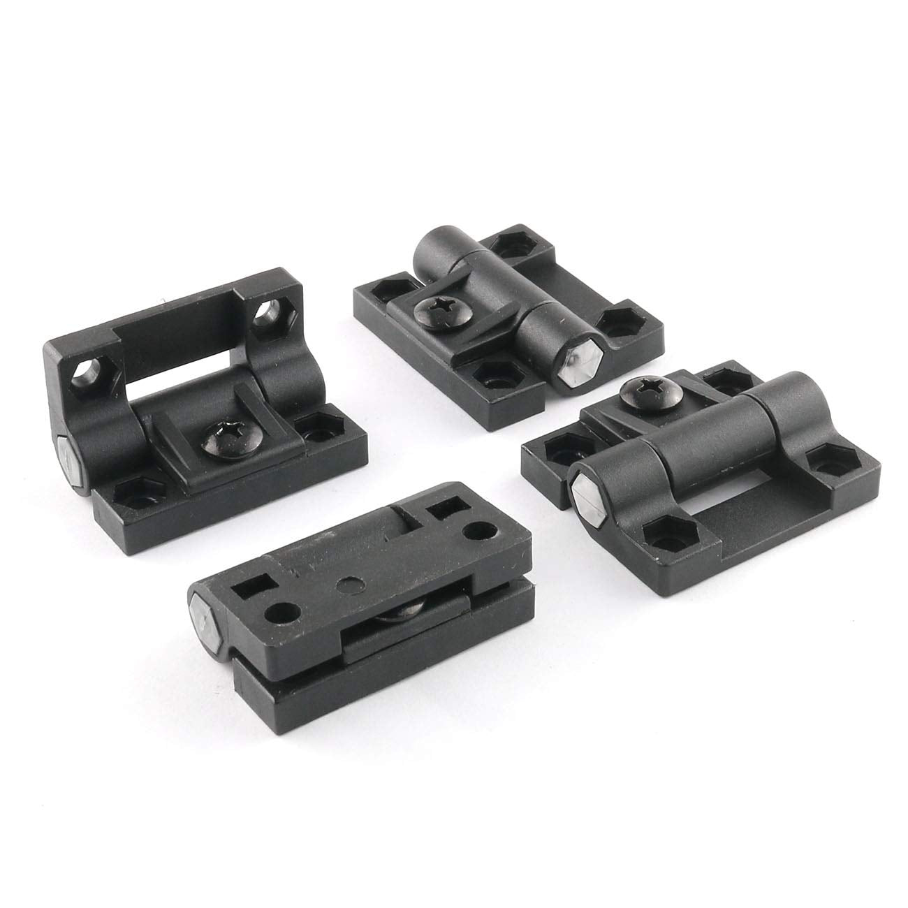 4 Pack Black Nylon Adjustable Torque Hinges for Cabinets and Furniture, Corrosion-Resistant Position Control Hinges, Heavy Duty and Easy to Install, Ideal for DIY Projects and Quick Upgrades