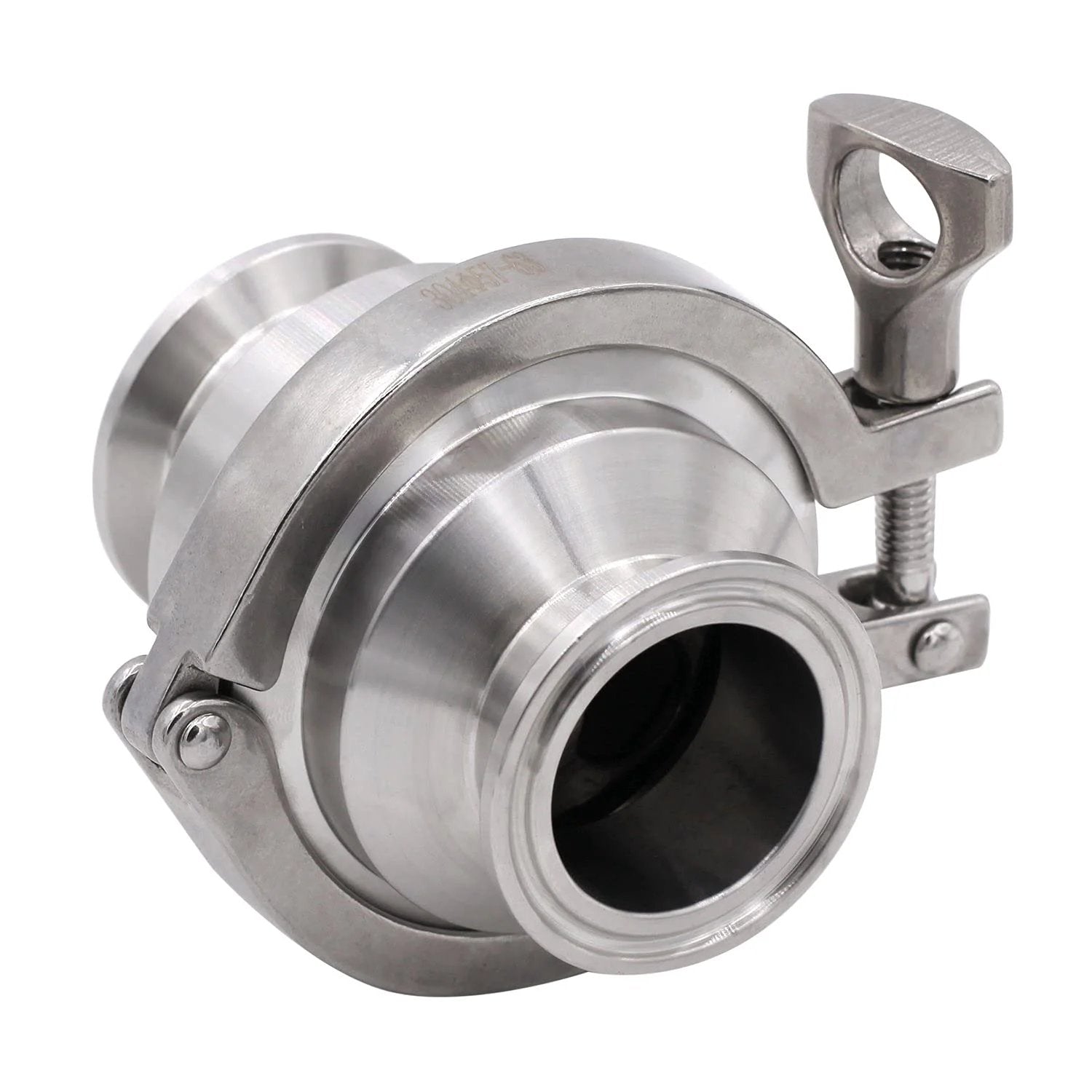 1.5 Inch Tri Clamp Sanitary Check Valve One Way Flow Stainless Steel 304 With FKM Gasket, 130 C Max Temp, 145 PSI, Adjustable Spring, Quick Disassembly