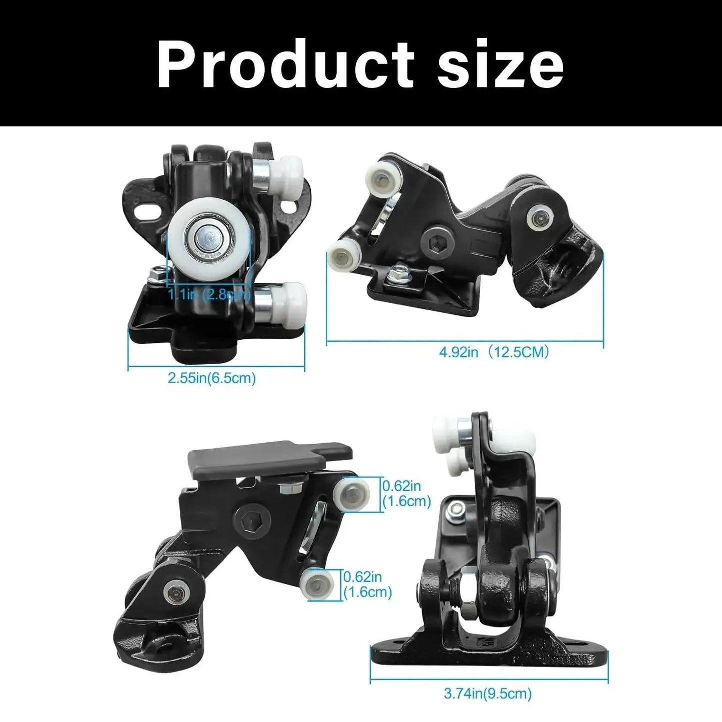 Product size diagram for Premium Precise Engineered Truck Door Hinge Roller With High Load Capacity Metal Construction.