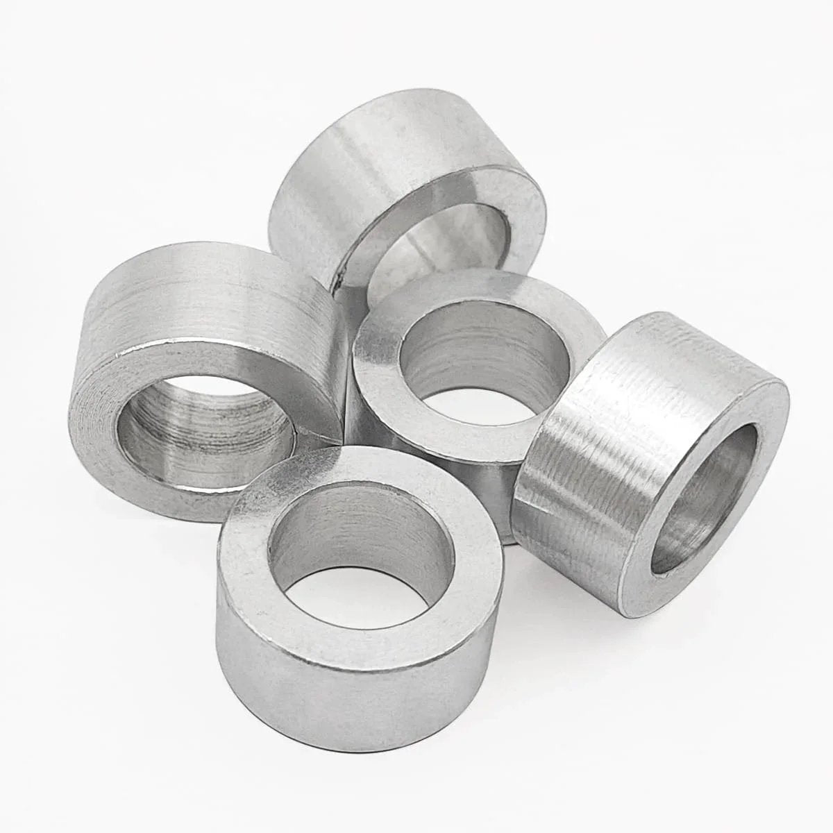 Five Pack M12 Aluminum Spacers 12.5 Mm Inner Diameter 20 Mm Outer Diameter 10 Mm Length Unthreaded Standoff Bushings Plain Finish