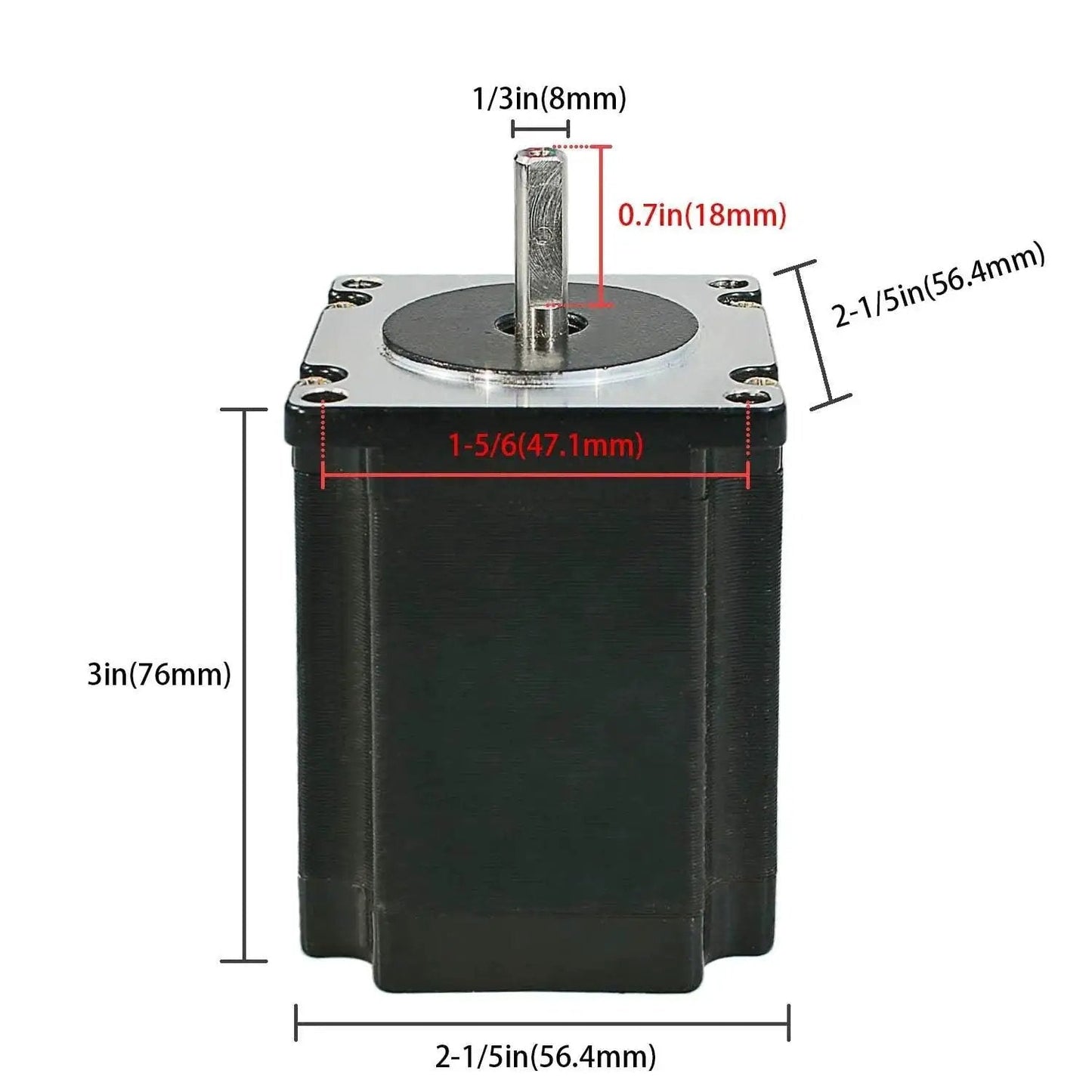 Nema 23 Stepper Motor 2.8A 1.9Nm 8mm Shaft 76mm Length for CNC Mills and Lathes 1.8 Degree Step Angle