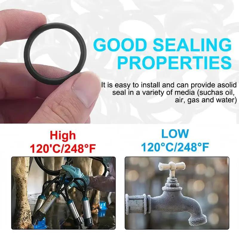 225 Pieces Nitrile Rubber O Ring Kit With 18 Size Assortment For Automotive Plumbing Air Gas And Water Sealing Display