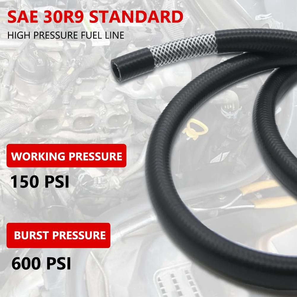 Close-up of Three Quarter Inch Push On Fuel Line Hose NBR, 150 psi working pressure, SAE 30R9 standard, for high pressure use.