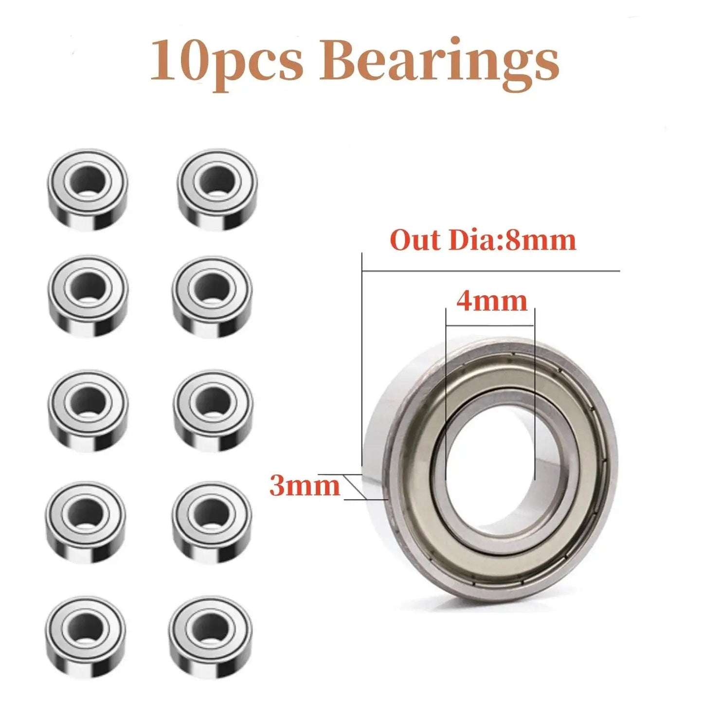 Set of 10 bearings with dimensions, compatible with Carbide Turning Indexable Inserts For Chamfer Tools And Pneumatic Chamfering Machines.