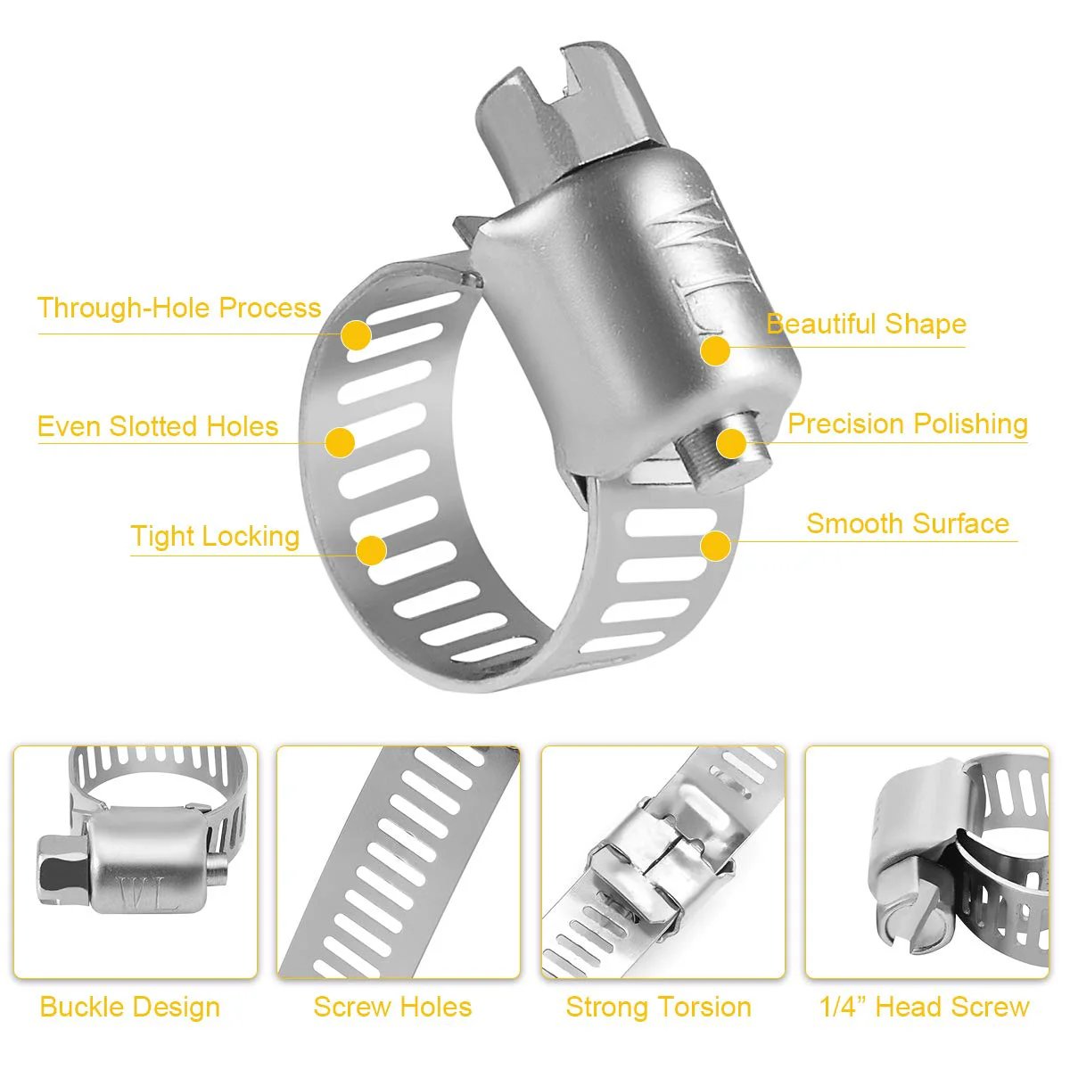 Beefy Premium Stainless Steel Hose Clamps Set Twenty Two Pack Micro Size Six Worm Gear Drive Clamps For Automotive Plumbing