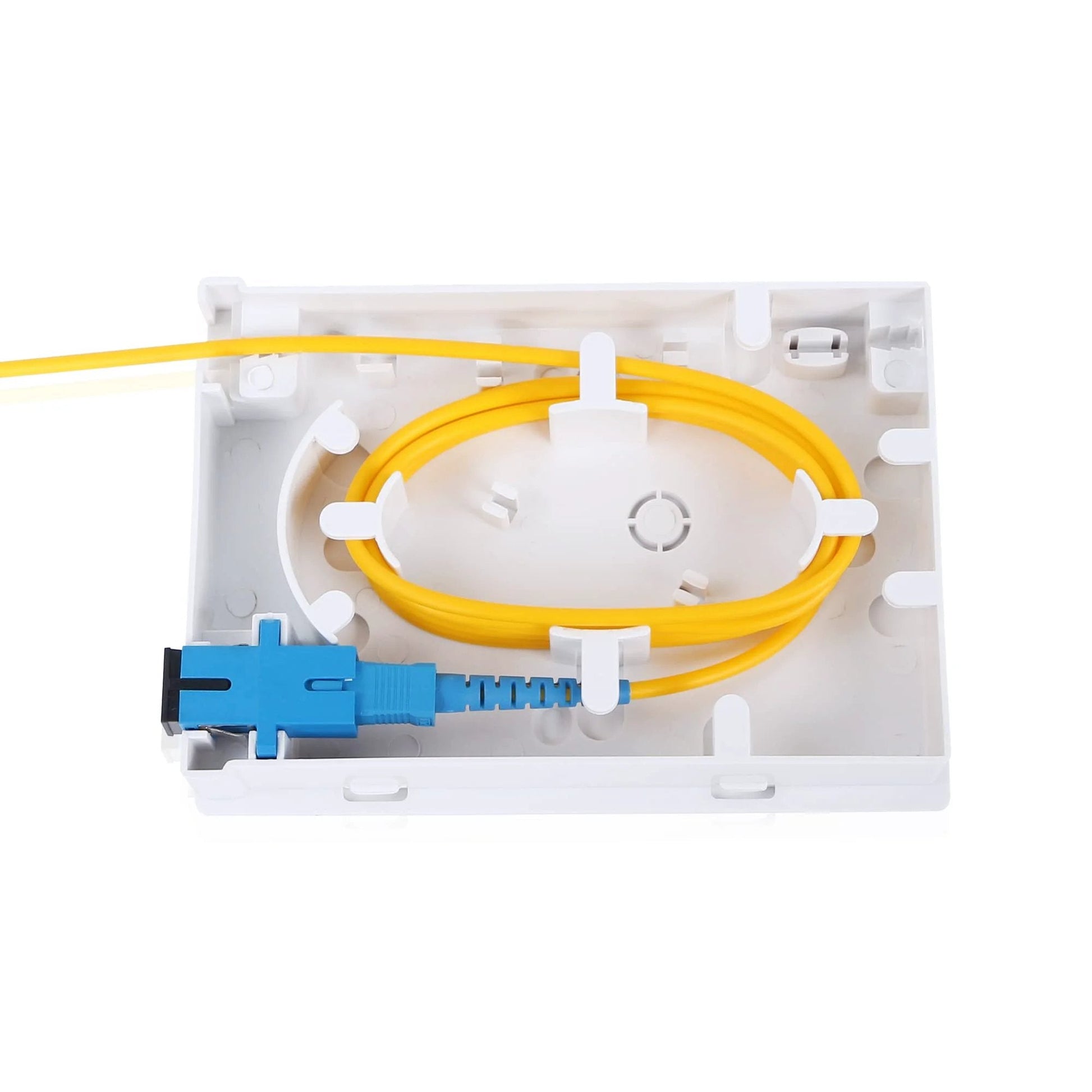 2 Port Fiber Optic Terminal Junction Box Desktop Panel For FTTH With SC UPC Connectors And Plug And Play Cable Management