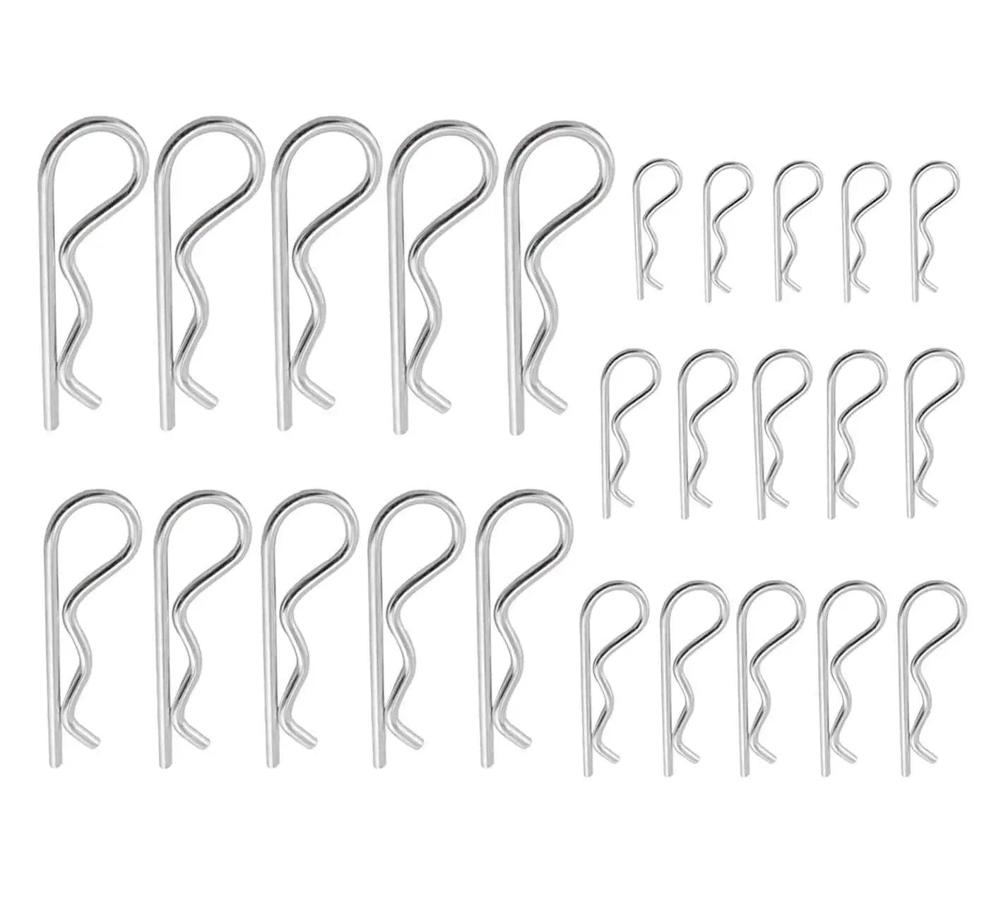 25 Piece Cotter Pin Set For Heavy Duty Use, Zinc Plated Hairpins Assortment With 5 Sizes M1.2x20mm, M1.5x30mm, M2x40mm, M2.5x55mm, M3x60mm