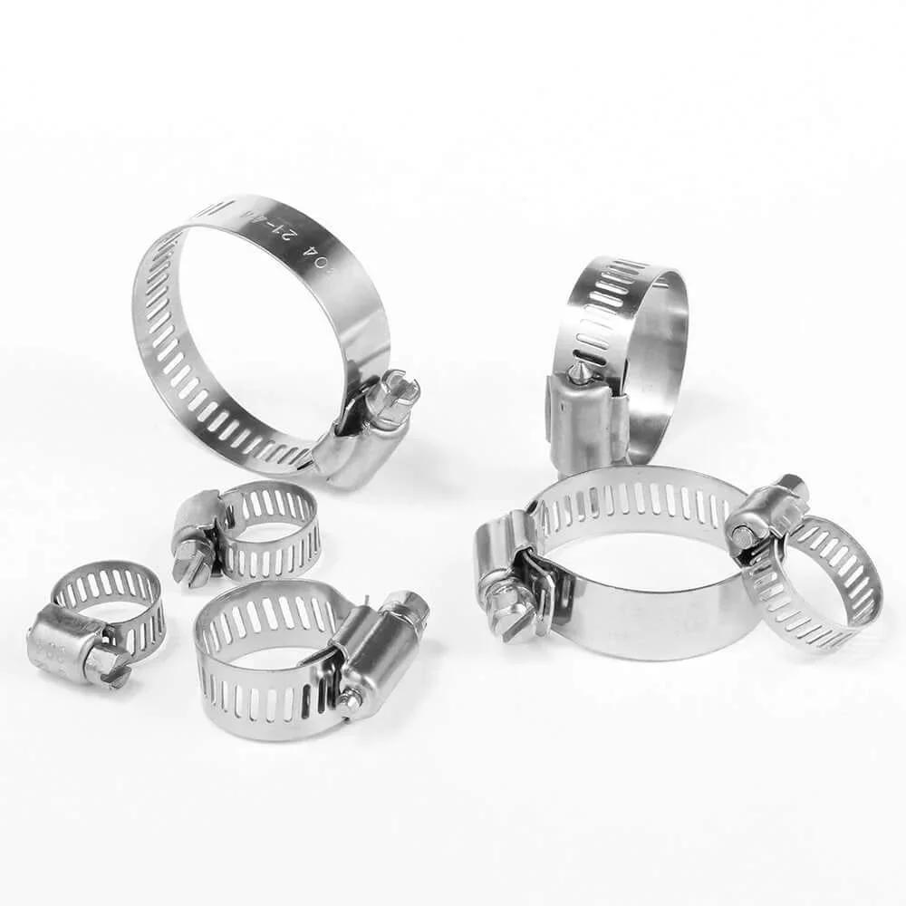 Stainless Steel Hose Clamp Assortment Kit 60 Pieces Adjustable From Quarter Inch To One And A Half Inch And Six To Thirty Eight Millimeters Worm Gear Metal Fuel Line Clamps For Plumbing Automotive And Mechanical Applications