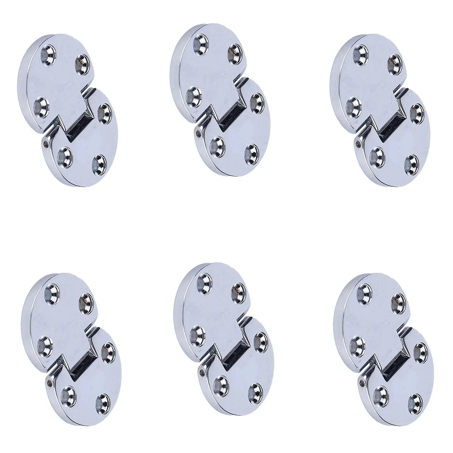6 Pcs Zinc Alloy Flip Door Hinges 90 Degree Folding Butt Hinges for Table Desk Wardrobe, durable hardware, front view.
