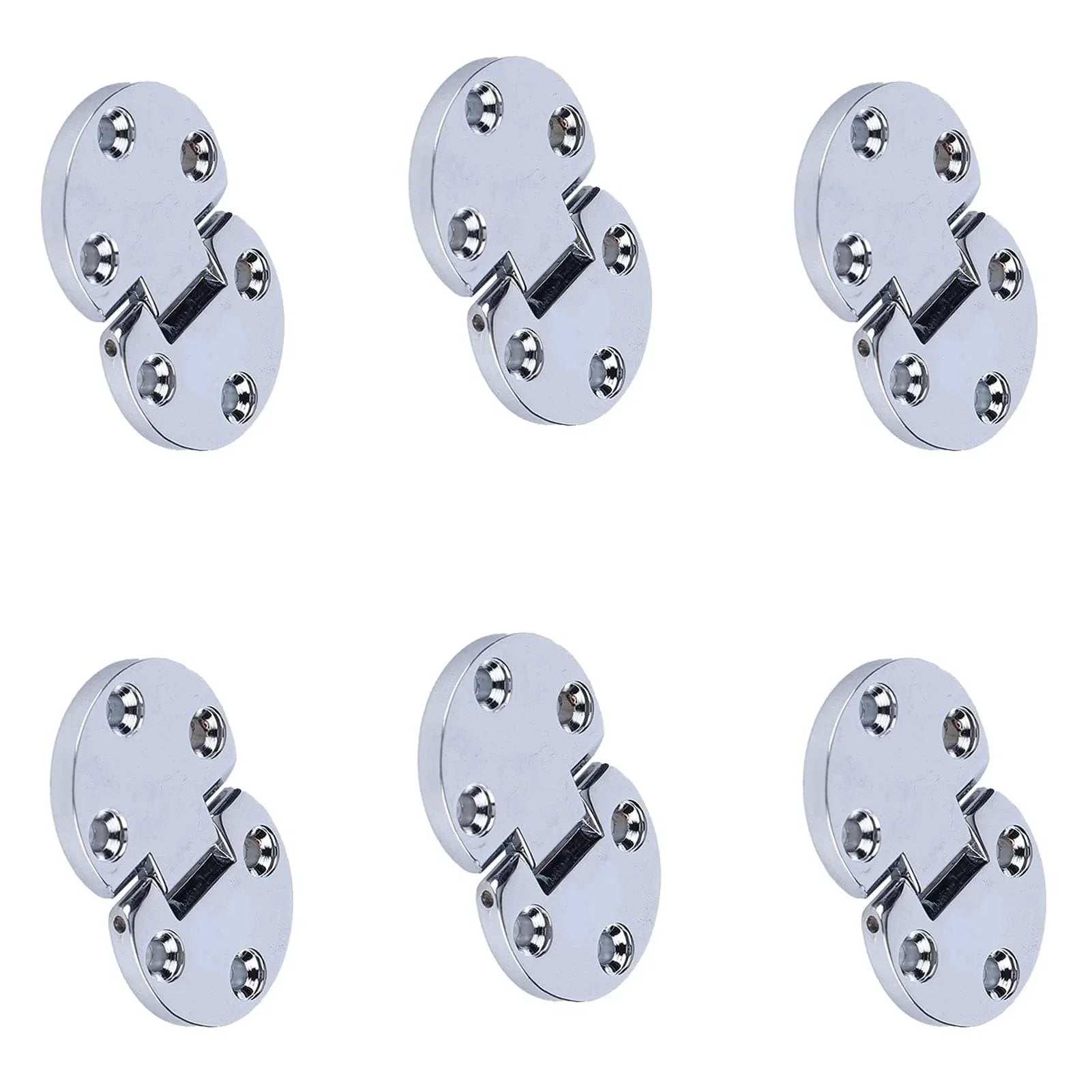 6 Pcs Zinc Alloy Flip Door Hinges 90 Degree Folding Butt Hinges for Table Desk Wardrobe, durable hardware, front view.