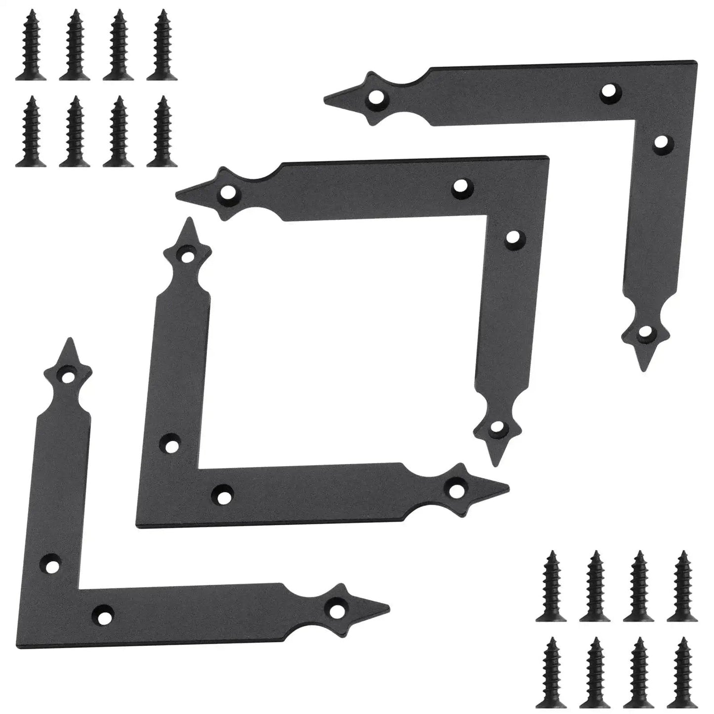Four Piece L Shaped Corner Brackets Set In Black Carbon Steel For Sliding Barn Doors And Farmhouse Decor Ideal For Garages Gates Shutters