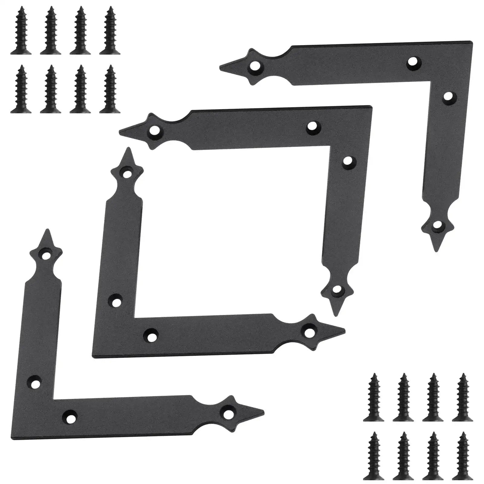 Four Piece L Shaped Corner Brackets Set In Black Carbon Steel For Sliding Barn Doors And Farmhouse Decor Ideal For Garages Gates Shutters