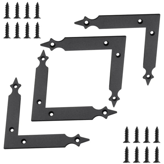 Four Piece L Shaped Corner Brackets Set In Black Carbon Steel For Sliding Barn Doors And Farmhouse Decor Ideal For Garages Gates Shutters