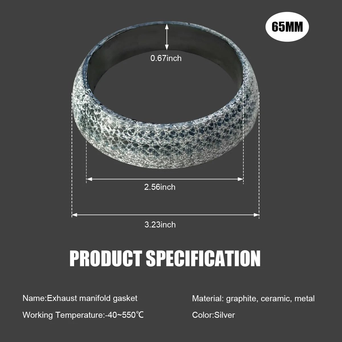 65mm Graphite Exhaust Gasket Donut Seal For Car Tail Pipe Muffler Ring High Temperature Manifold And Downpipe Flange