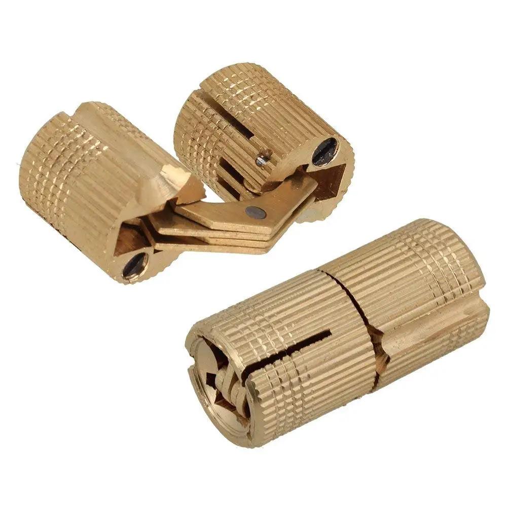 Copper Hidden Barrel Hinges 14mm Set, Concealed 4 Pack for Wooden Doors and Cabinet Doors, solid copper design.
