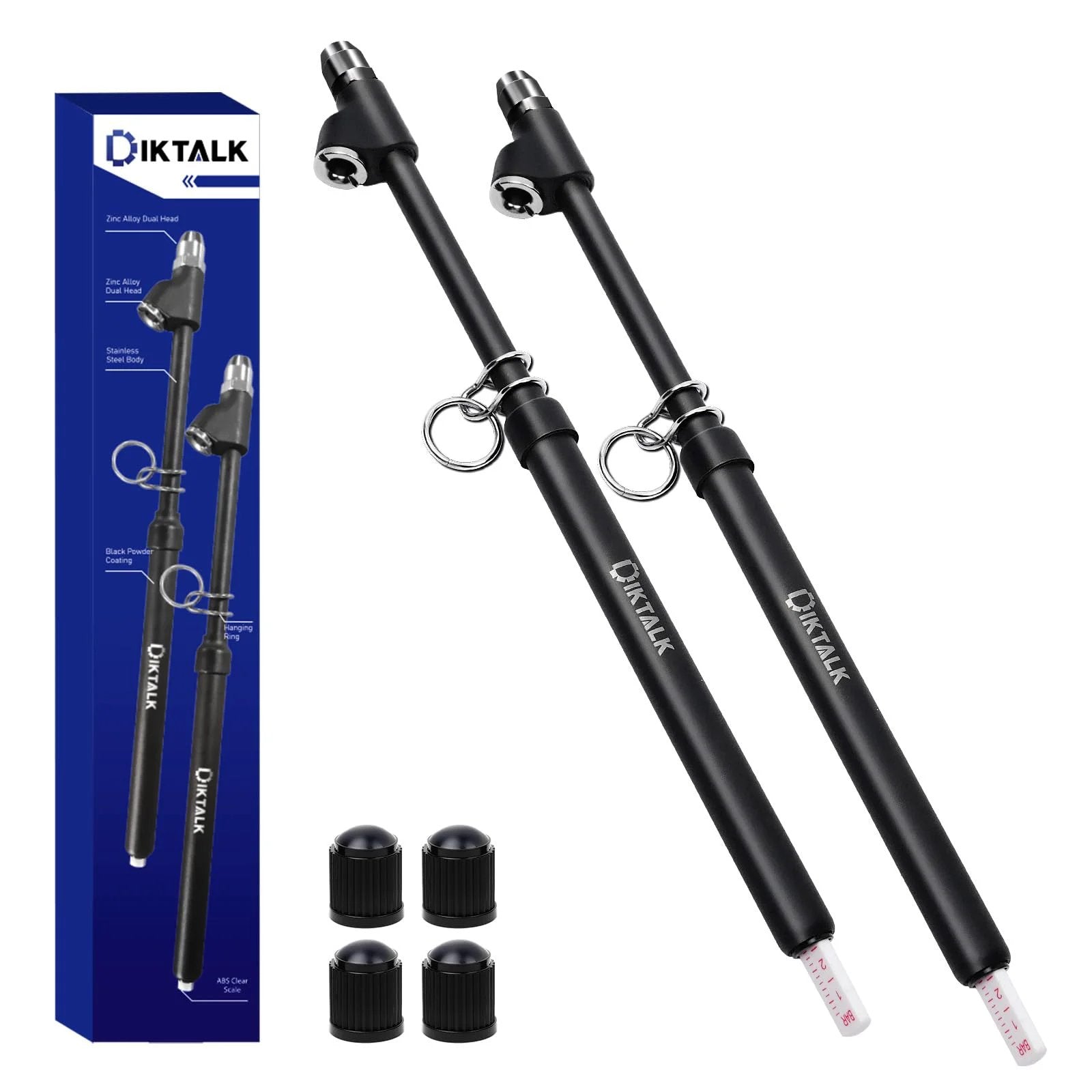 Beefy Heavy Duty Dual Head Tire Pressure Gauge 12 Inch For Semi Trucks RVs Cars And Motorcycles Dual Valve Heads For Inner And Outer Valves 10 To 150 PSI And 1 To 10 Bar Two Pack Zinc Alloy Brass Core Built To Last.