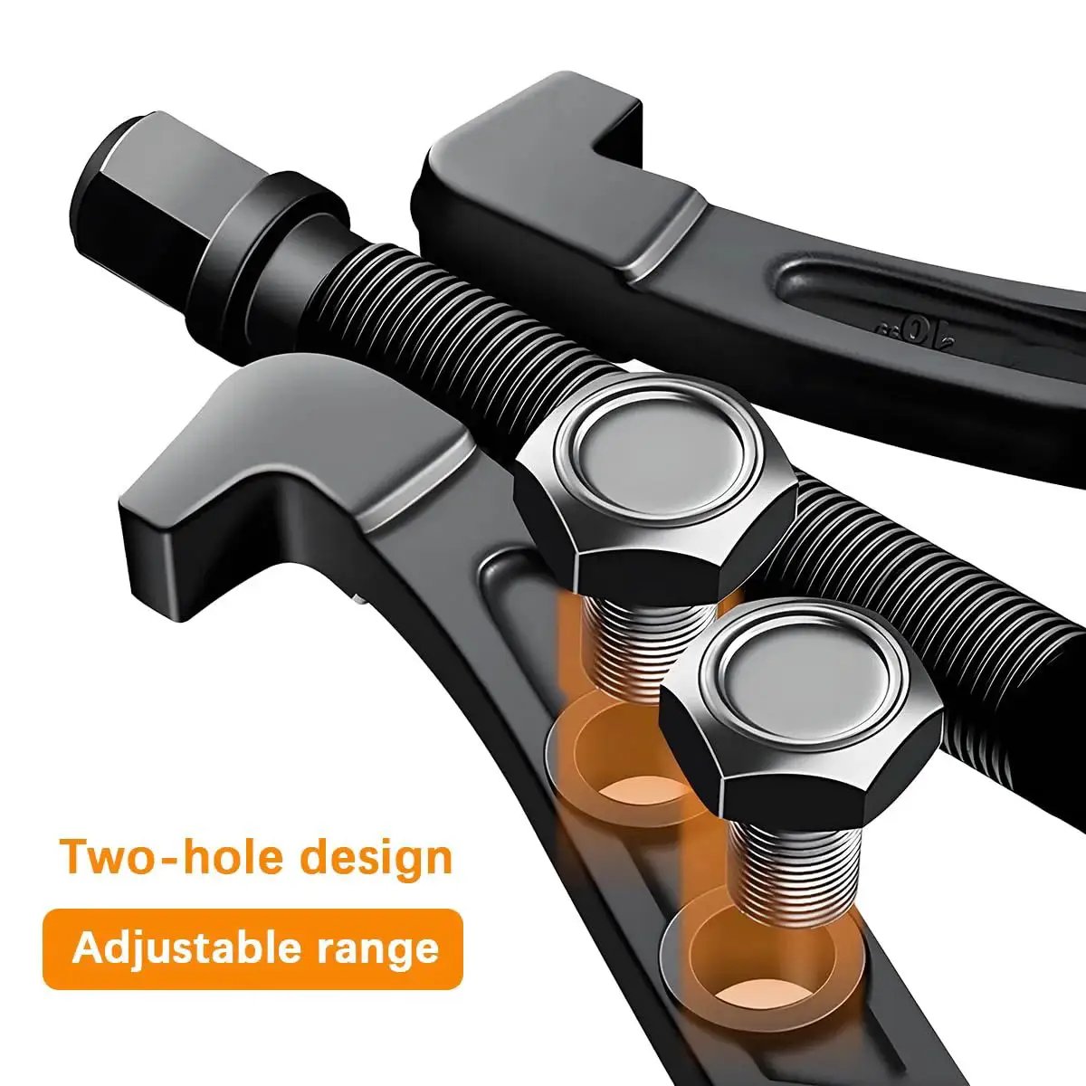 Close-up of 3 Jaw Inner Bearing Puller With Reversible Jaws Heavy Duty Removal Tool, showcasing two-hole design and adjustable range.
