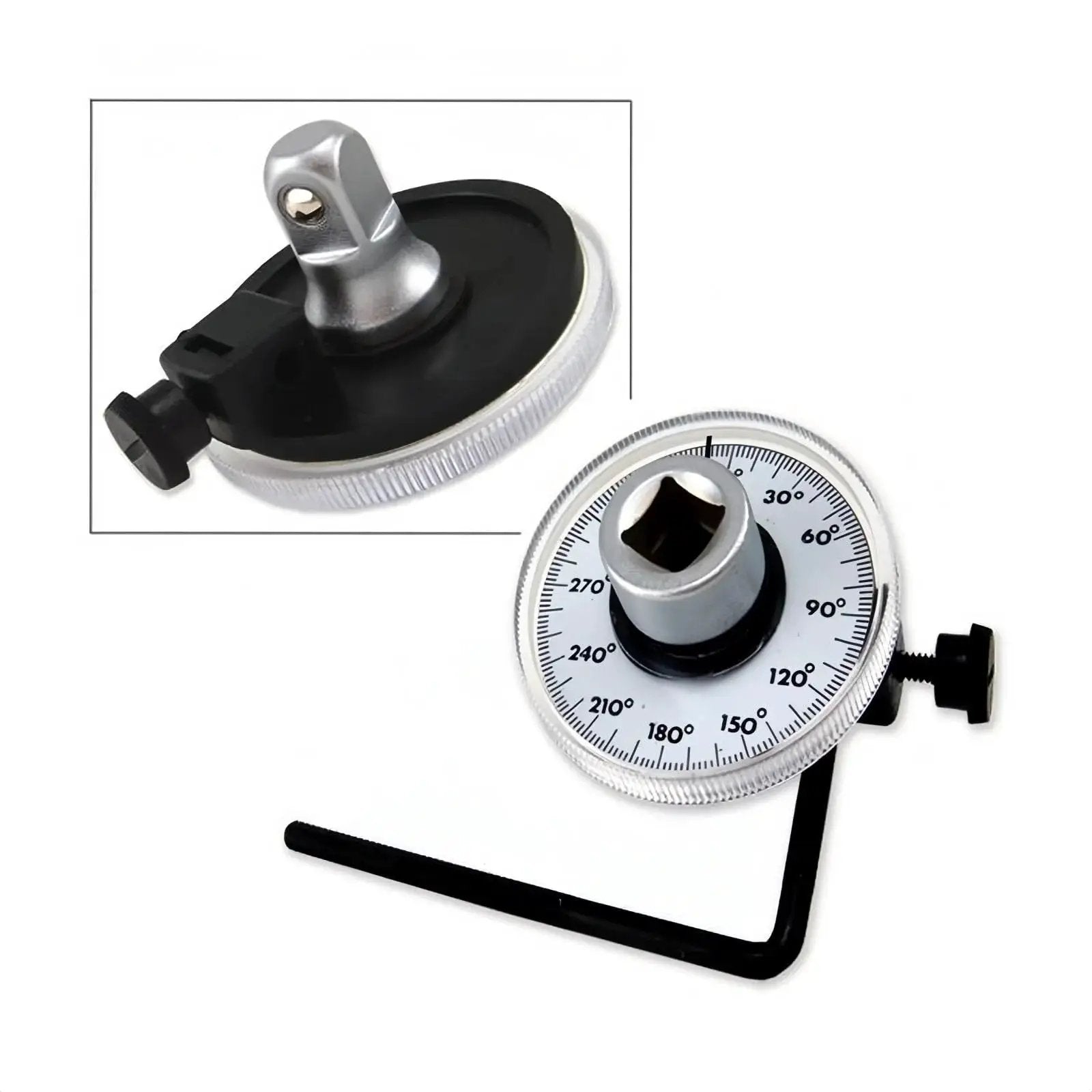 Precision Torque Angle Gauge with 360 Degree Rotation Scale, 1/2 Inch Drive; Adjustable Handle for Automotive Applications